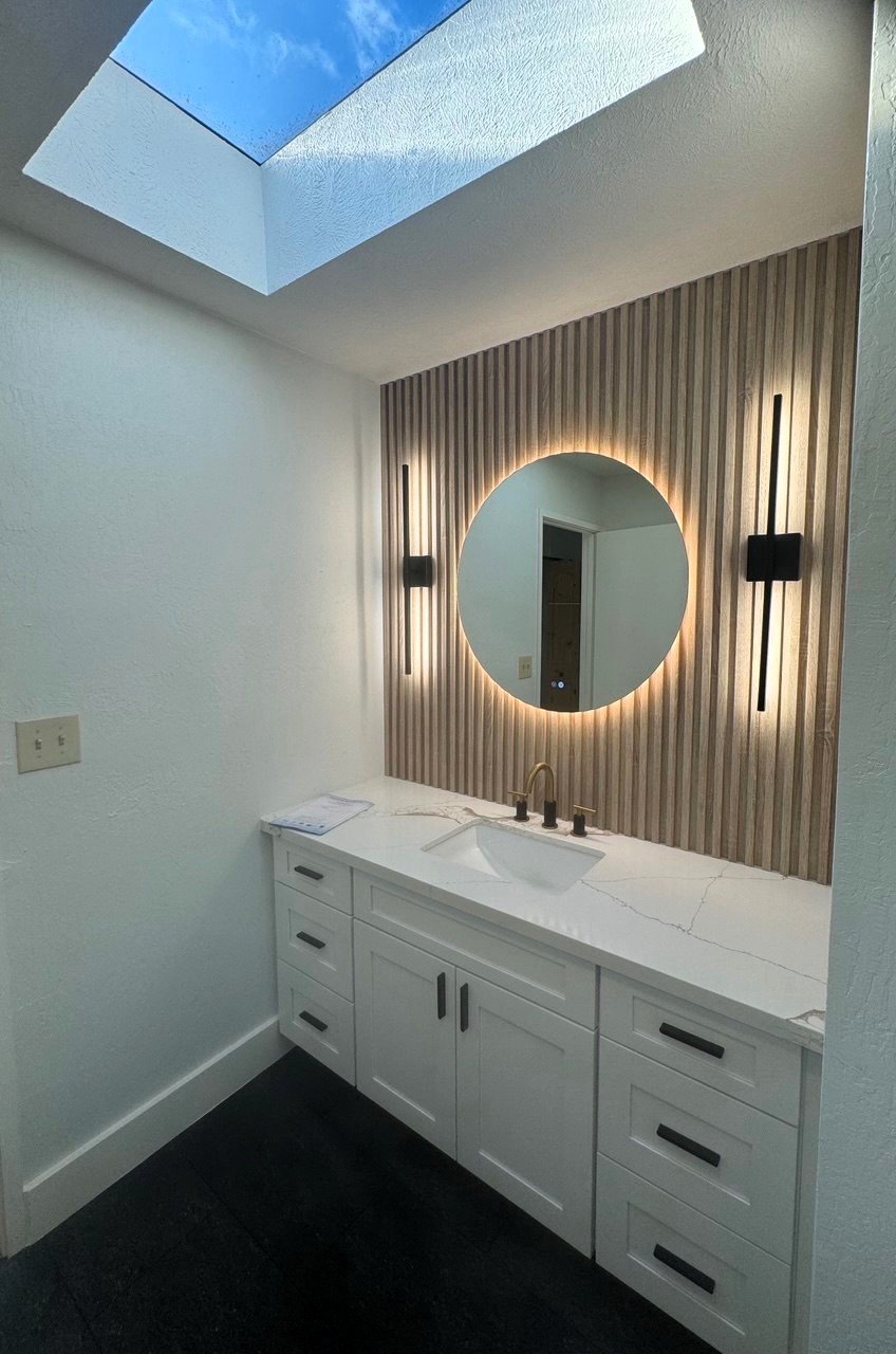 Renovated Oʻahu master bathroom with walk-in shower