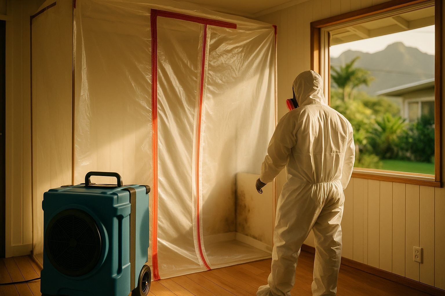 Mold remediation containment setup — IICRC-certified protocol
